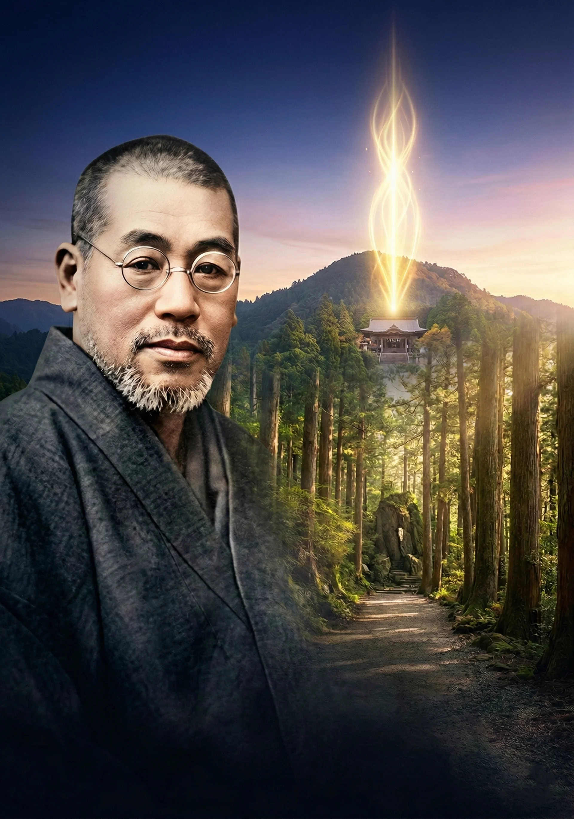 Éveil de Mikao Usui sur le mont Kurama