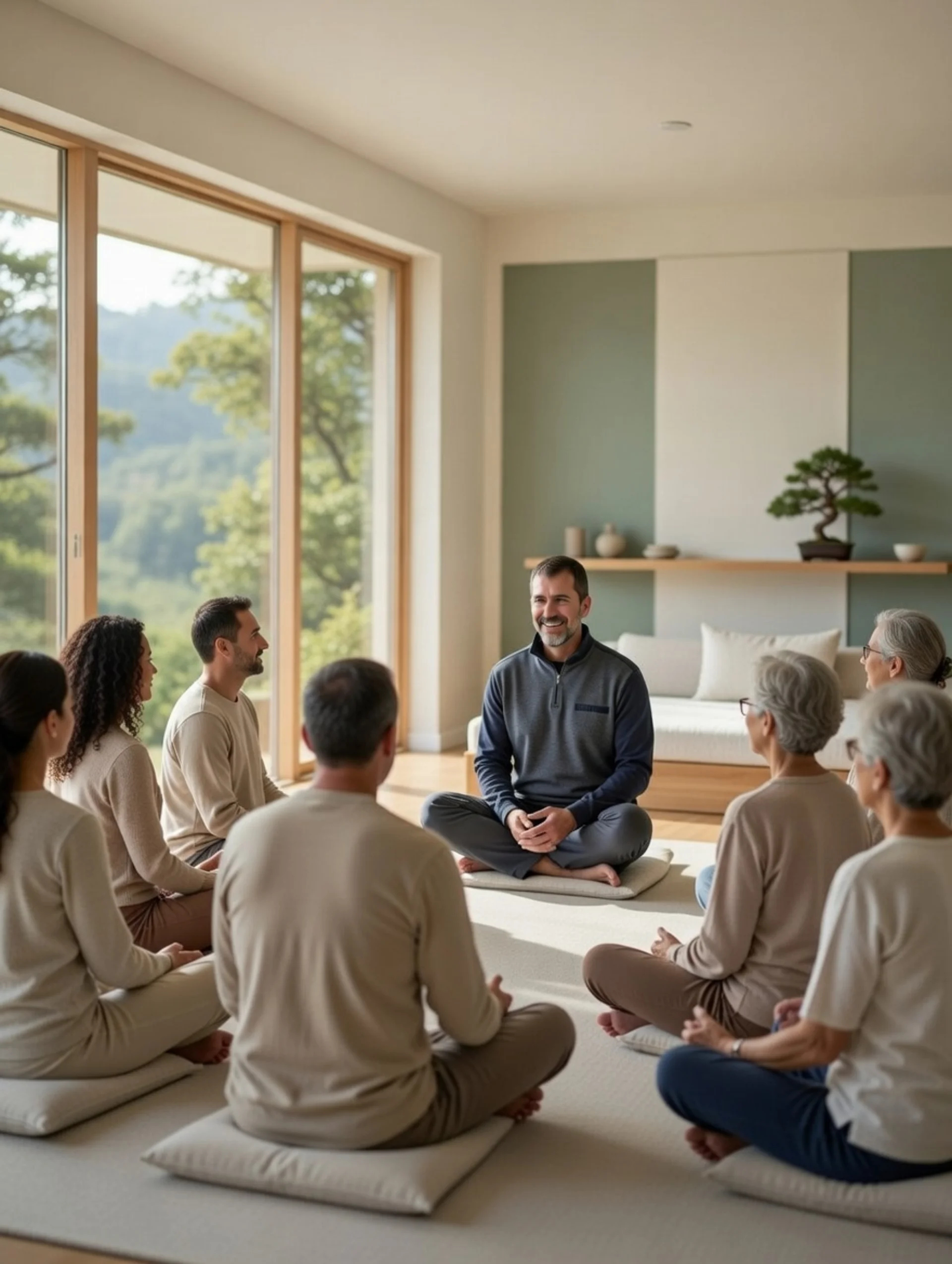 Groupe diversifié apprenant le Reiki